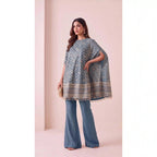 RANGIRA — Blue Bandhani Print Cape Top & Modal Silk Pant Set — thumbnail 1