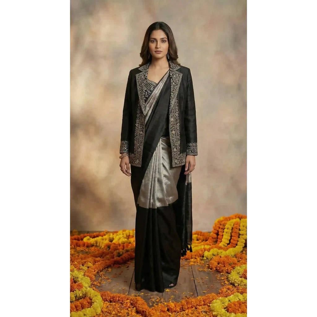 ADHIRATRI - Blouse, Saree and Blazer Set