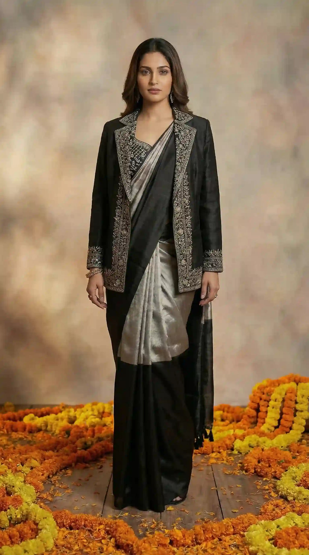 ADHIRATRI - Blouse, Saree and Blazer Set
