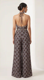 Black Ajrakh Modal Silk Jumpsuit with Mirror Work — thumbnail 3