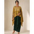 RAABTA — Modal Silk Ajrakh Kaftan Draped Skirt Set (Yellow)