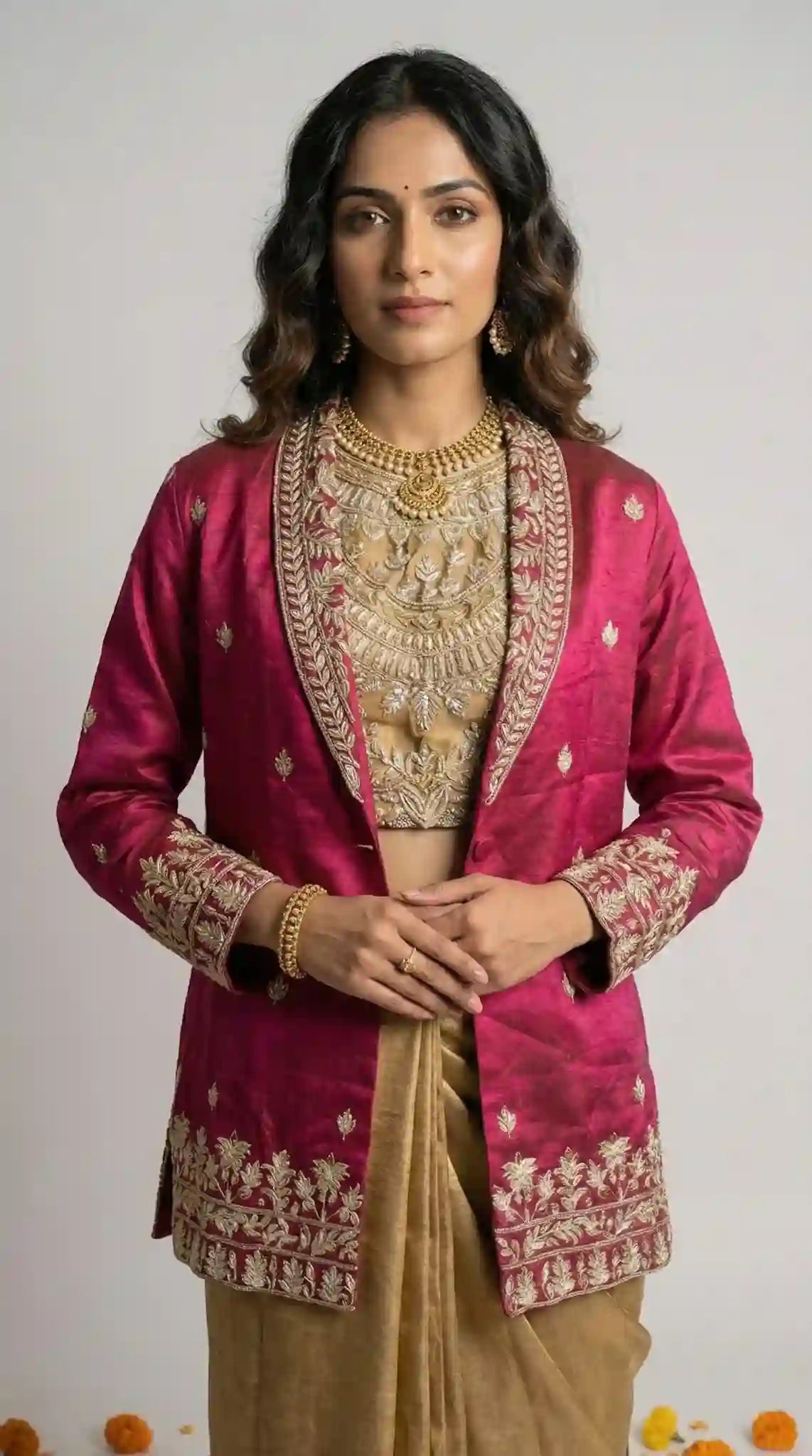 RIVA - Blouse Draped Skirt and Blazer Set