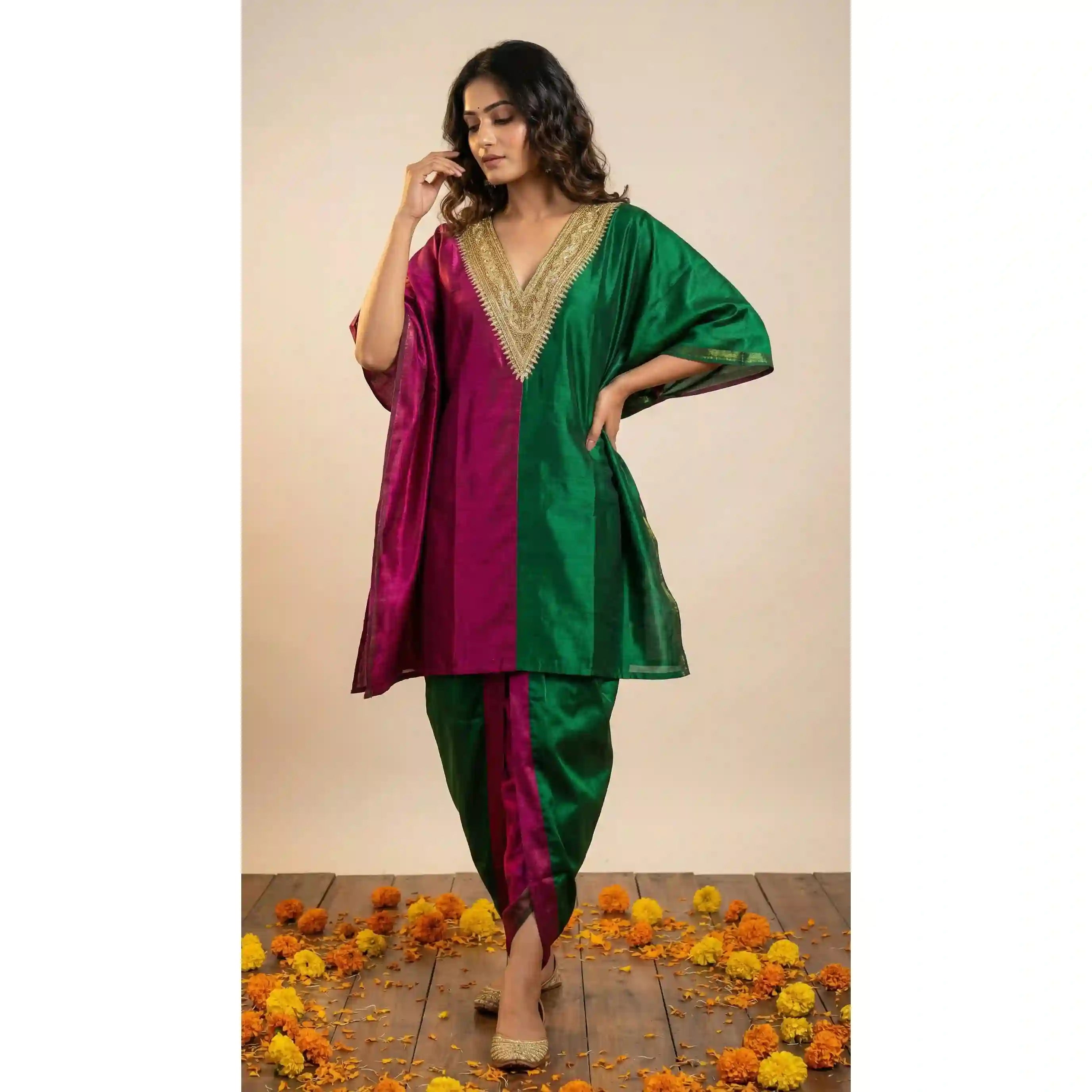 KAAJ - Kaftan-Dhoti Set