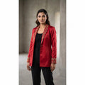Red Modal Silk Zardosi Work Blazer featuring zardosi hand embroidery