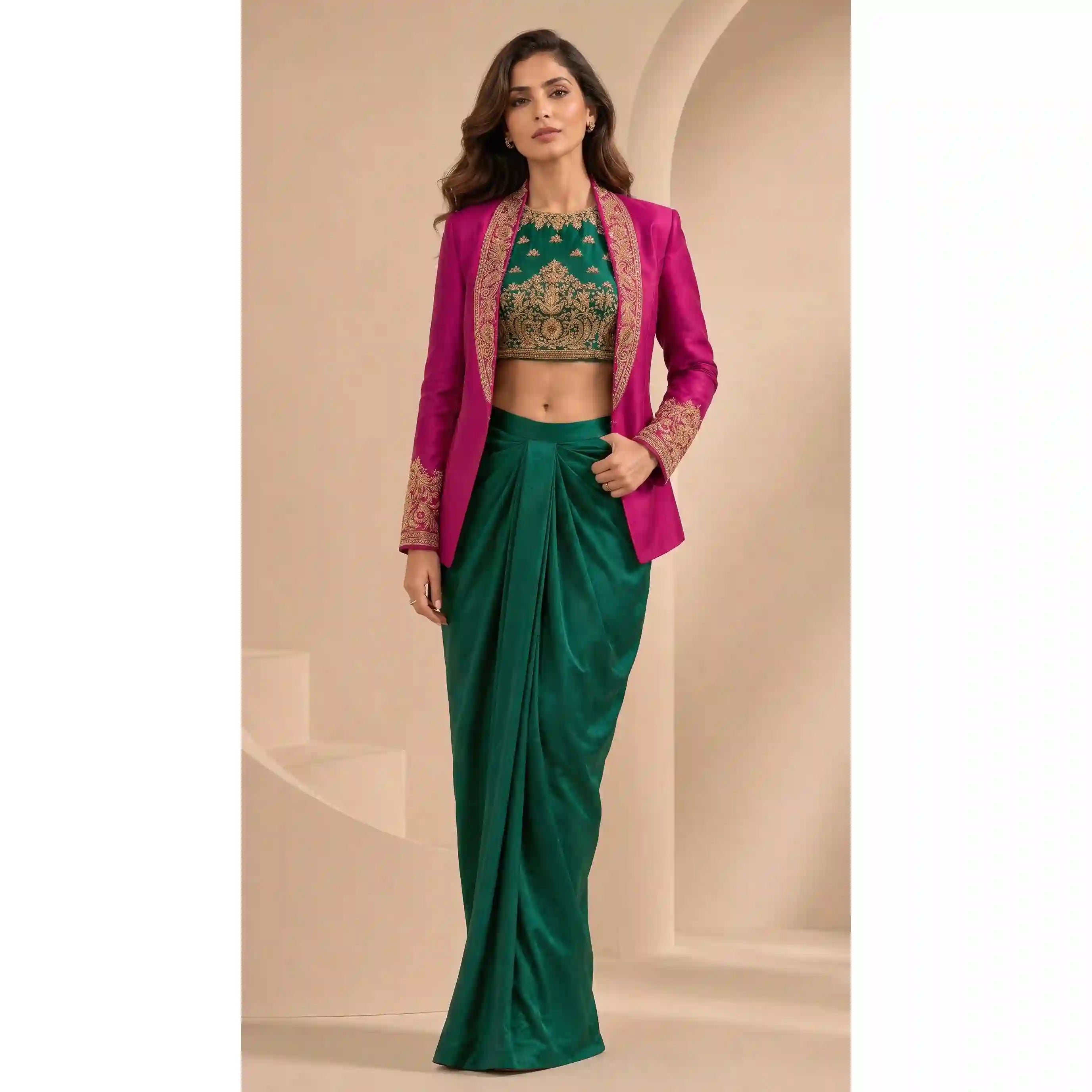 GUL - Halter Top-Skirt and Blazer Set