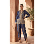 Blue Denim Jacket-Dhoti Set