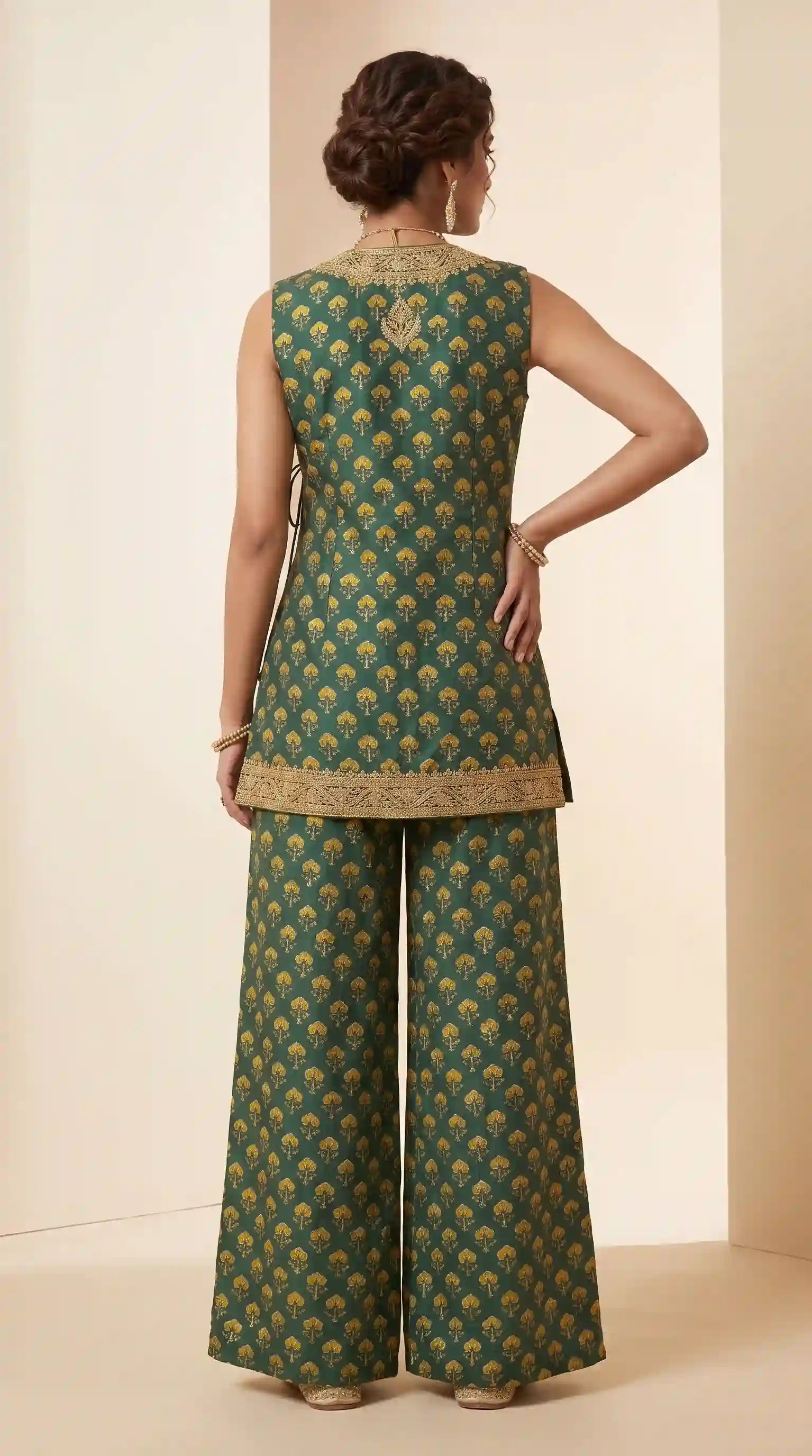 HEER - Ajrakh Modal Silk Zardosi Wrap Co-ord Set