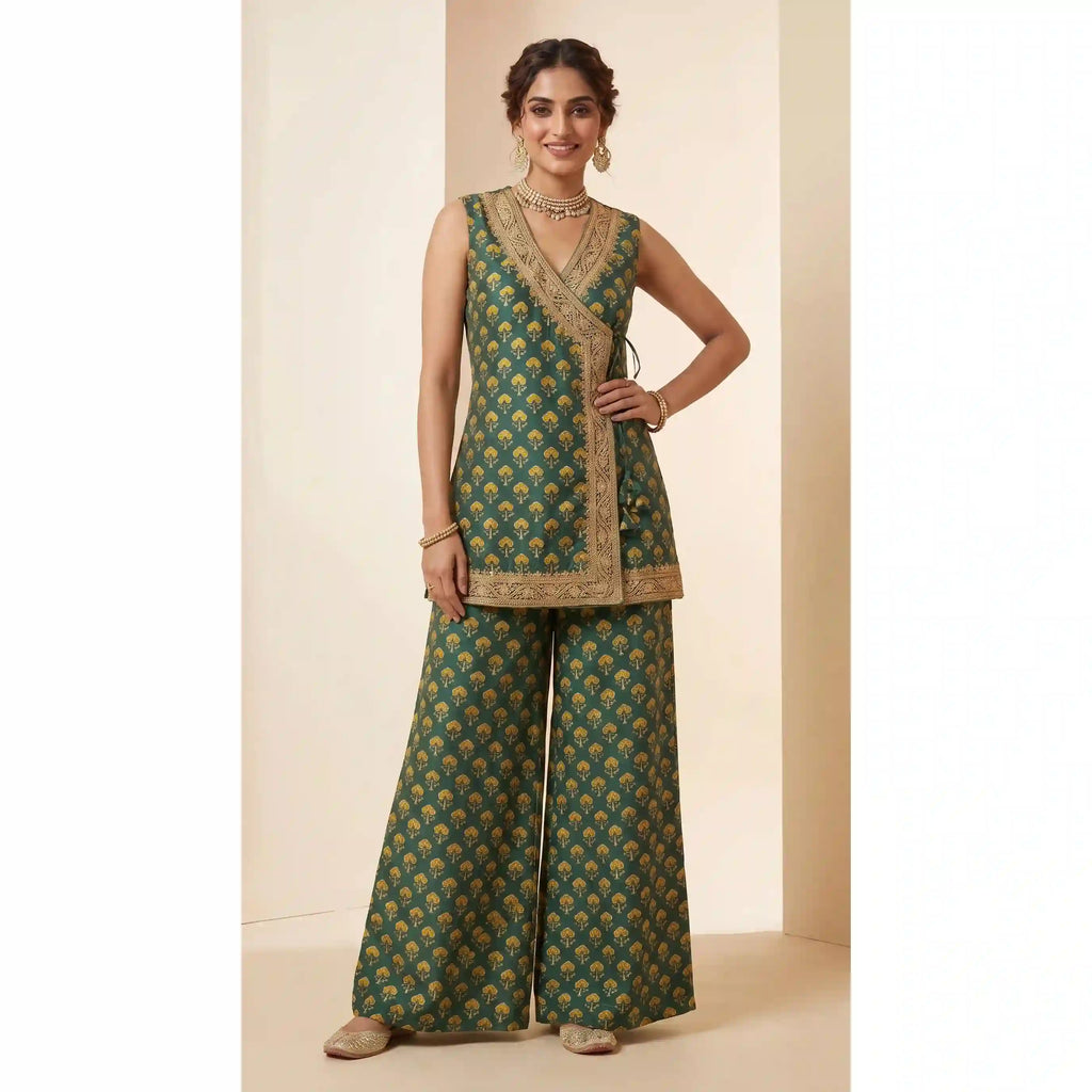 HEER - Ajrakh Modal Silk Zardosi Wrap Co-ord Set