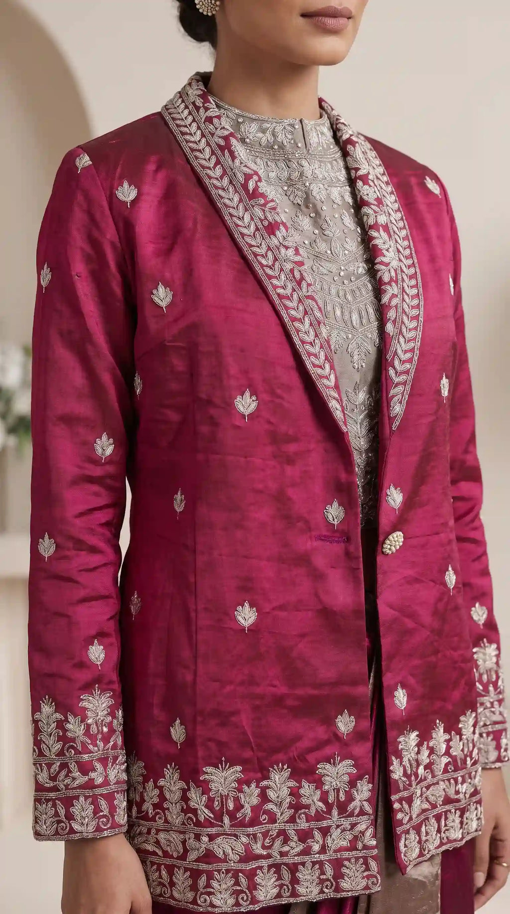 RANI - Blouse Draped Skirt and Blazer Set