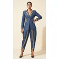 Blue Denim Mirror Work Top & Dhoti Set
