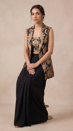 PANNA - Blouse-Draped Skirt and Jacket Set