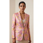 RANGKAT — Rose Pink Banarasi Silk Brocade Blazer — thumbnail 1