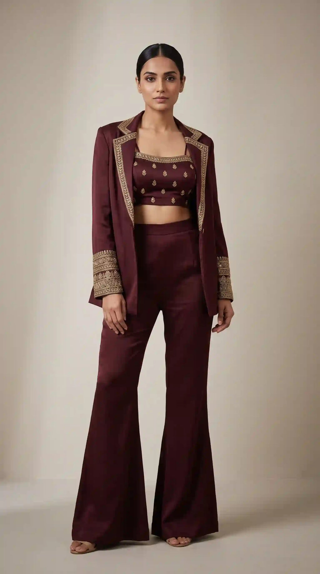 NAKSHATR - Modal Silk Zardosi Blazer Blouse-Pant Set