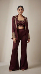 NAKSHATR - Modal Silk Zardosi Blazer Blouse-Pant Set