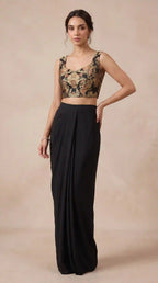 PANNA - Blouse-Draped Skirt and Jacket Set