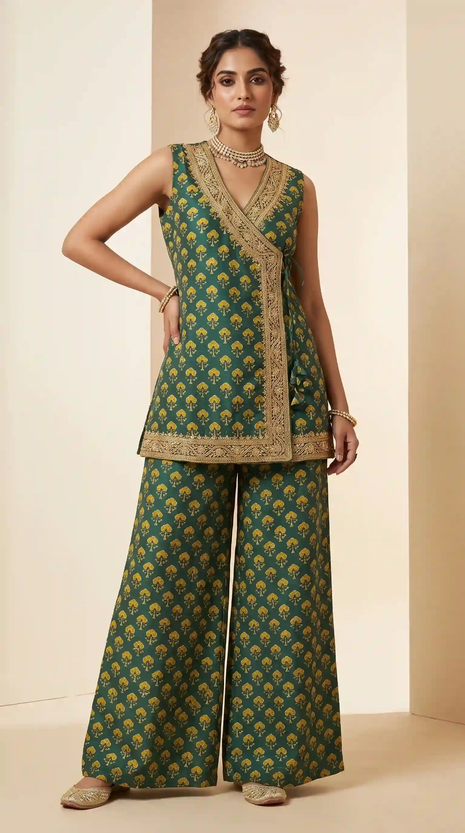 HEER - Ajrakh Modal Silk Zardosi Wrap Co-ord Set