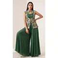 HARIT - Crepe Embroidered Jacket & Modal Silk Blouse-Palazzo Set