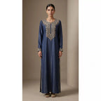 Denim Mirror Work Kaftan Dress featuring mirror work
