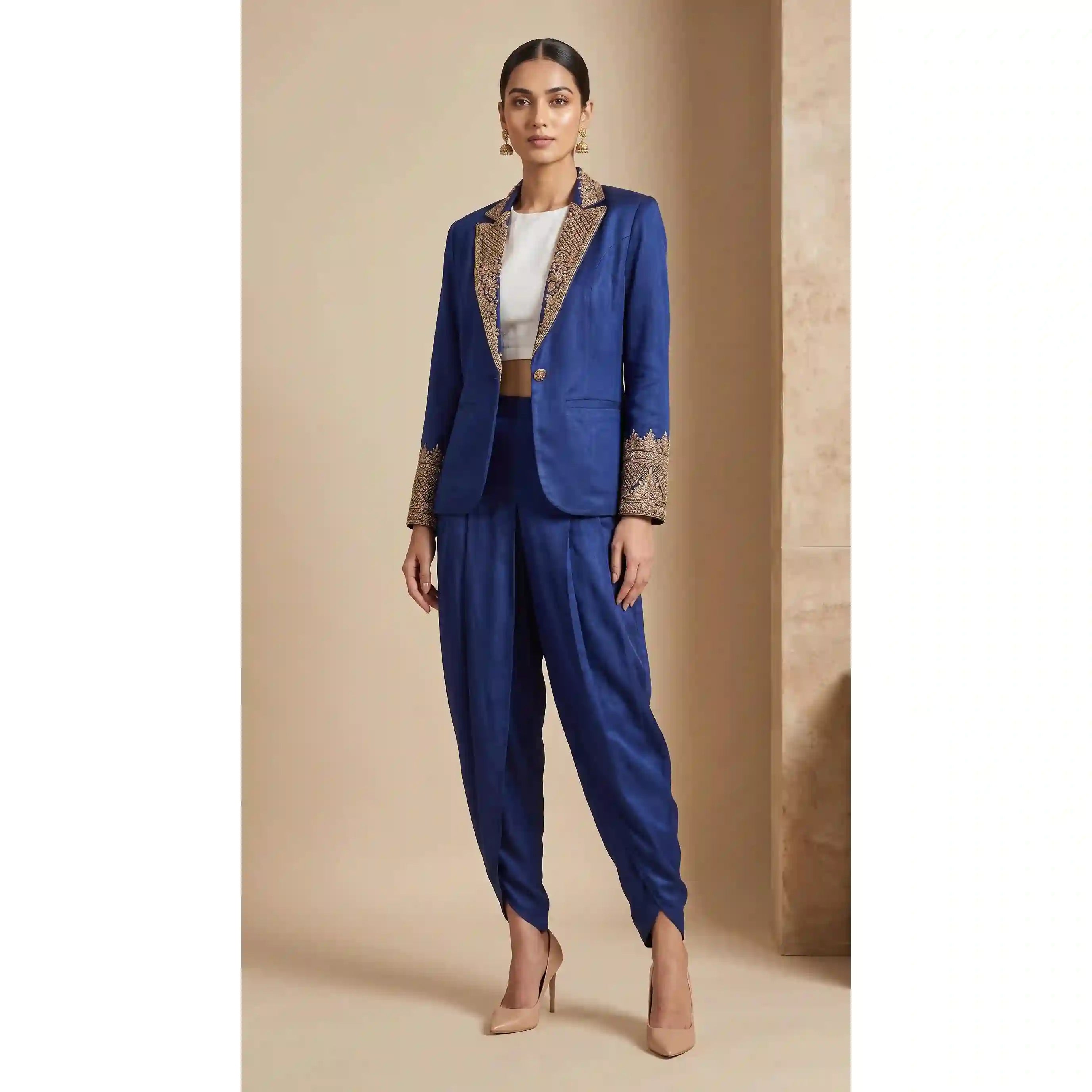 TARANG - Crop Top-Dhoti Set with Blazer
