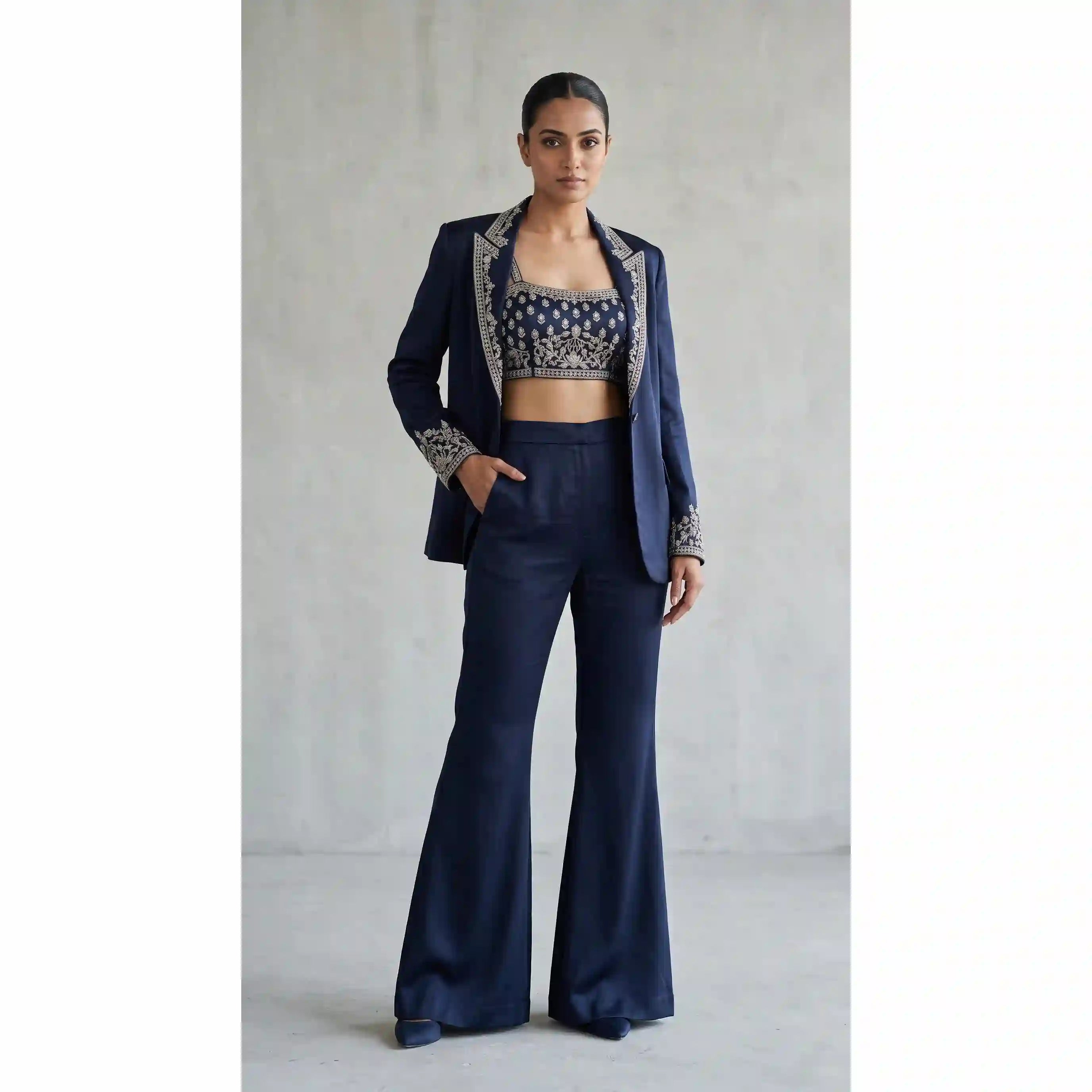 ARZ - Modal Silk Zardosi Blazer Blouse-Pant Set