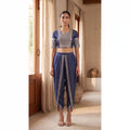 Blue Denim Crop top Dhoti Set
