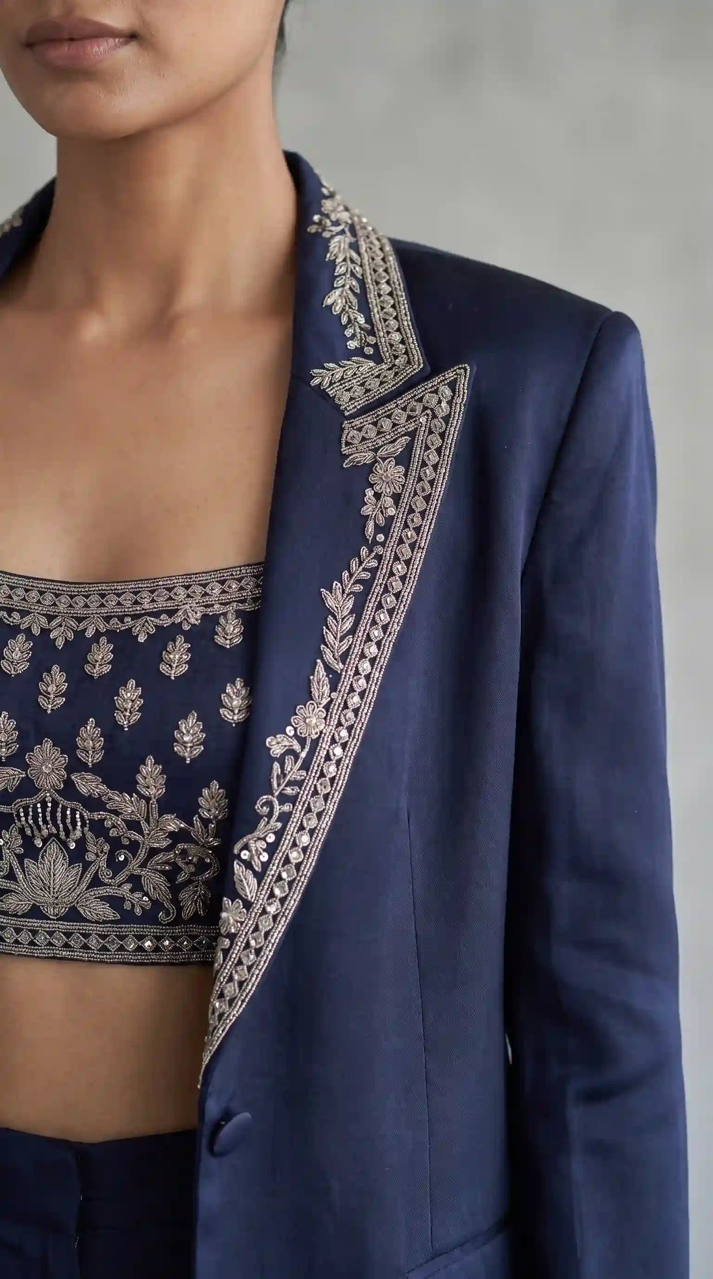 ARZ - Modal Silk Zardosi Blazer Blouse-Pant Set