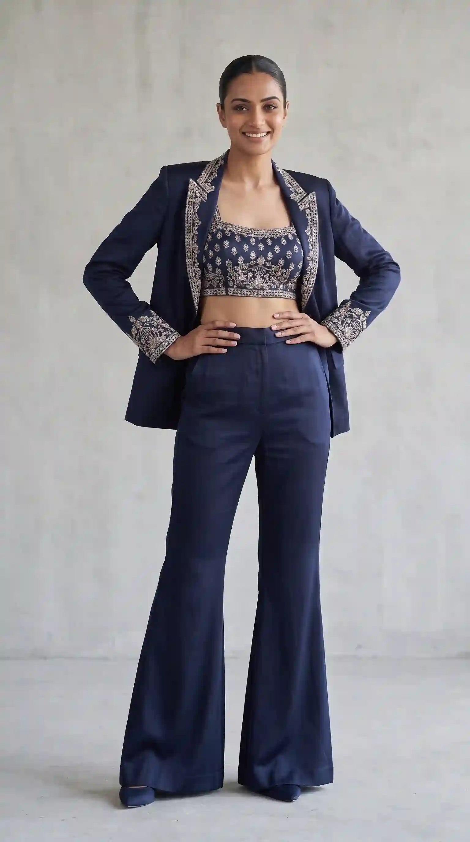 ARZ - Modal Silk Zardosi Blazer Blouse-Pant Set