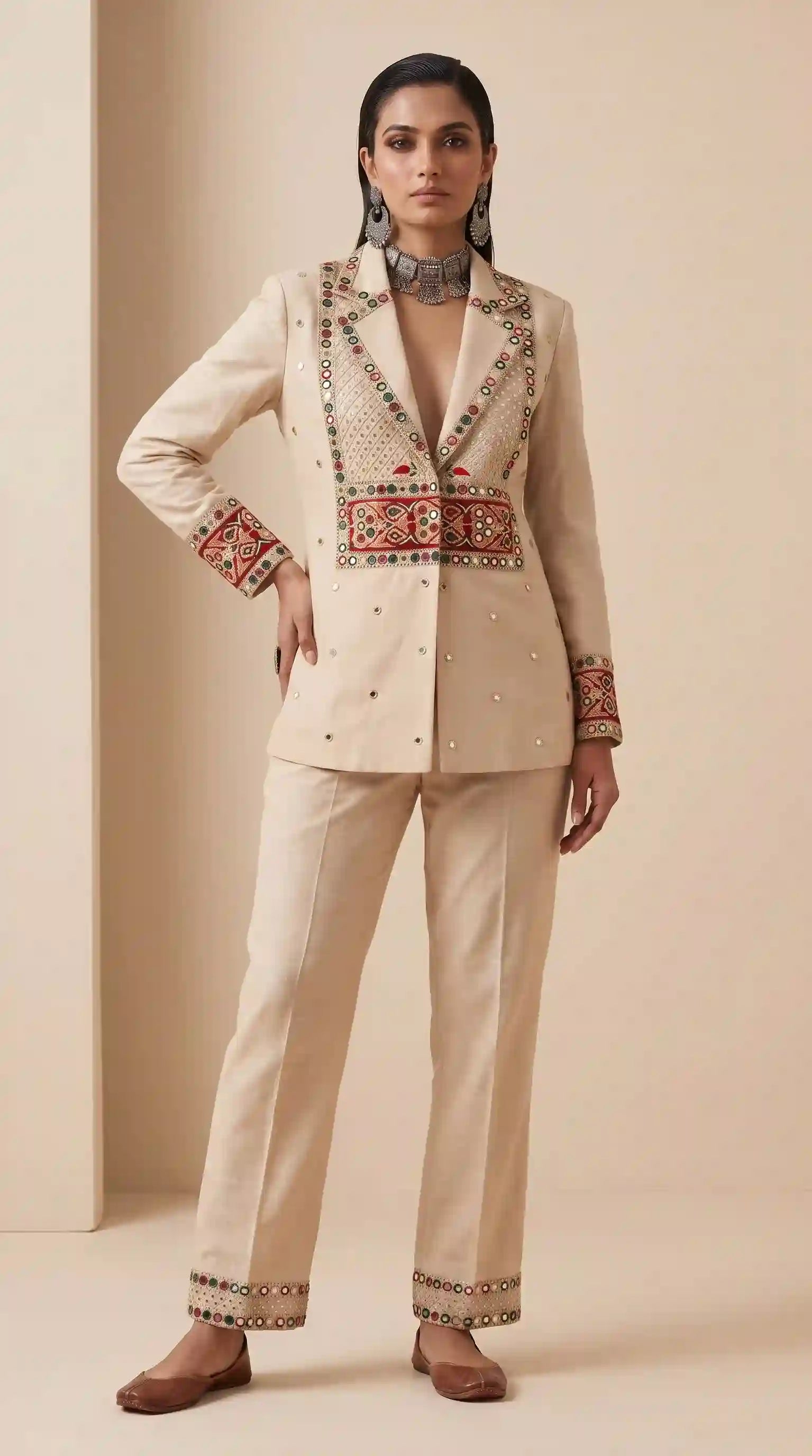 RAAS - Blazer and Pant Mirror Work Set