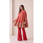 RANGIRA — Red Bandhani Print Cape Top & Modal Silk Pant Set — thumbnail 1