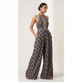 Black Ajrakh Modal Silk Jumpsuit with Mirror Work