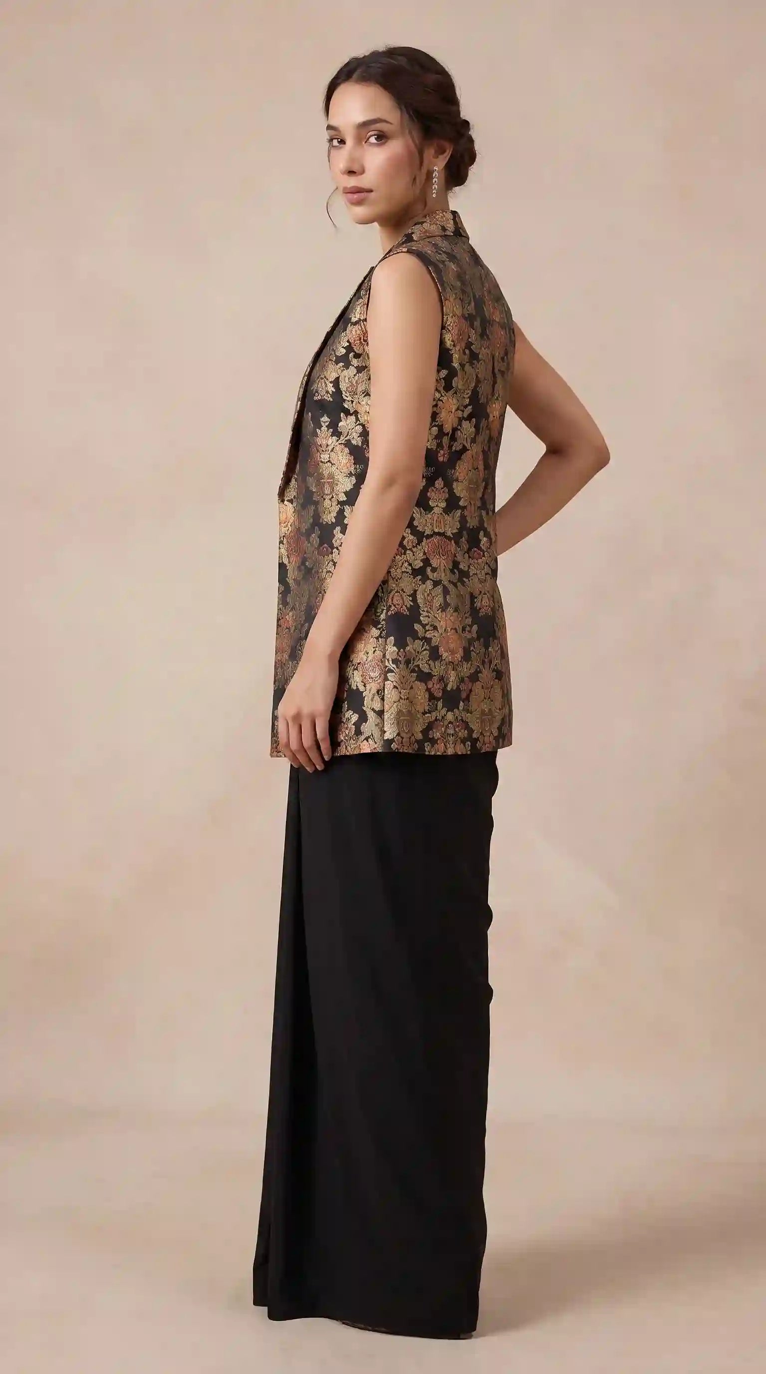 PANNA - Blouse-Draped Skirt and Jacket Set