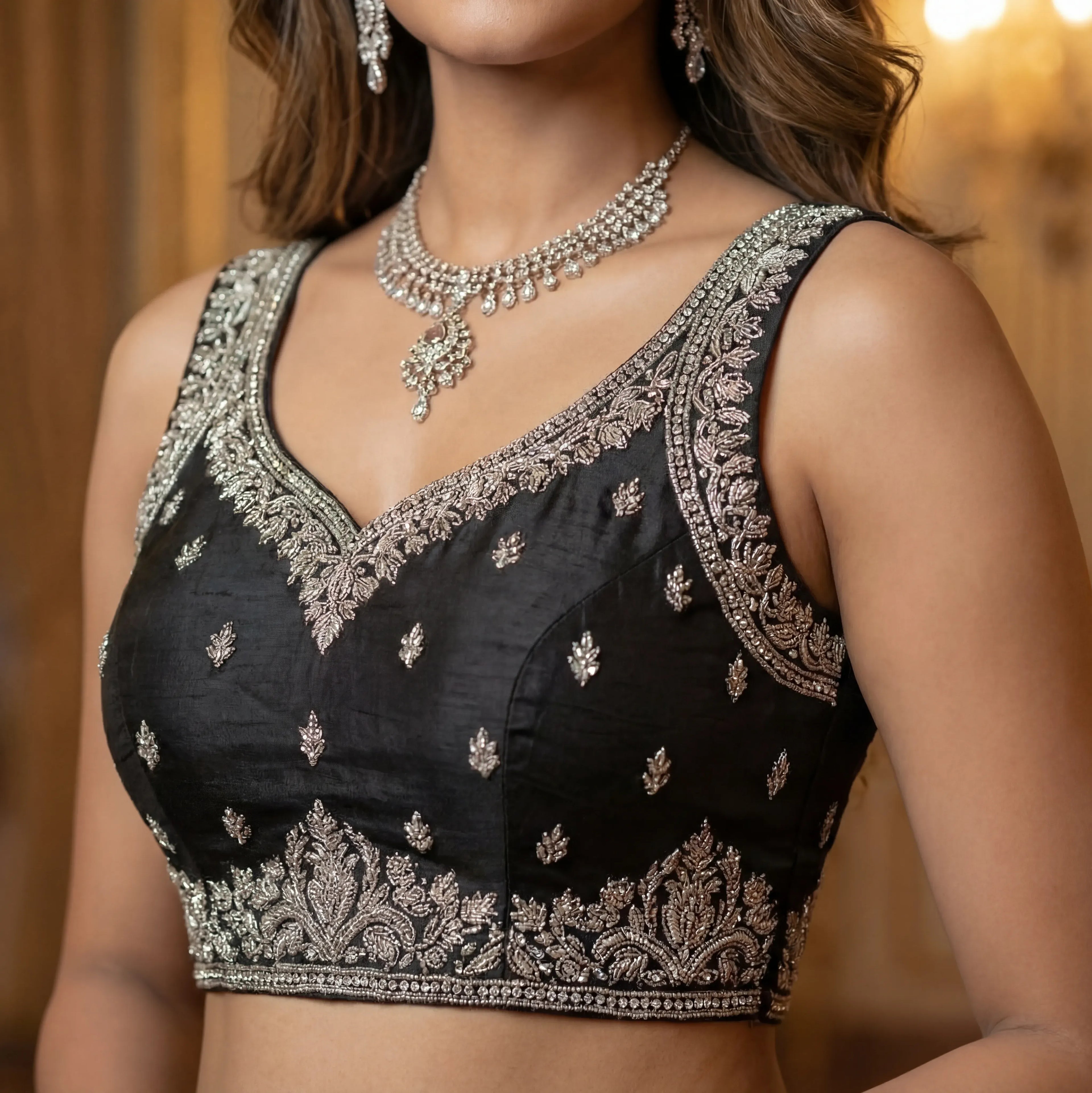 CHANDNI RAAT - Blouse, Draped Skirt and Blazer Set