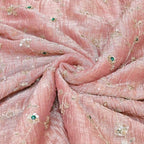 IRAAYA — Blush Pink Crushed Tissue Silk Kurta & Tulip Dhoti Set — thumbnail 5