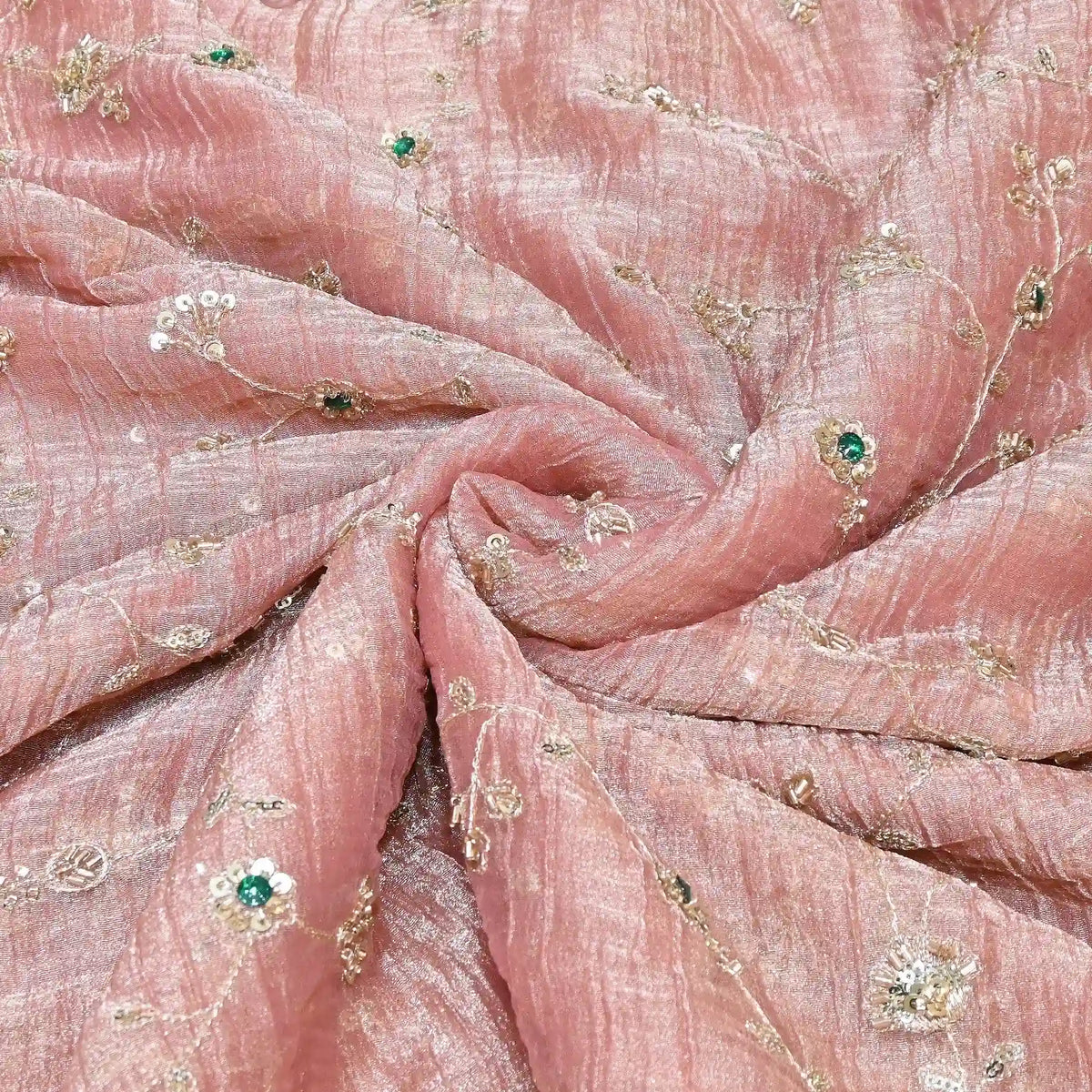IRAAYA — Blush Pink Crushed Tissue Silk Kurta & Tulip Dhoti Set