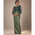 ZAARINI — Green Organza Shirt & Jamavar Brocade Skirt Set