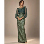 ZAARINI — Green Organza Shirt & Jamavar Brocade Skirt Set — thumbnail 1