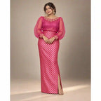 ZAARINI — Pink Organza Shirt & Jamavar Brocade Skirt Set — thumbnail 1