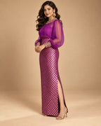 ZAARINI — Purple Organza Shirt & Jamavar Brocade Skirt Set — thumbnail 3