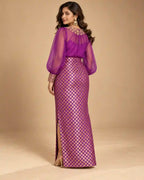 ZAARINI — Purple Organza Shirt & Jamavar Brocade Skirt Set — thumbnail 4