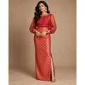 ZAARINI — Red Organza Shirt & Jamavar Brocade Skirt Set