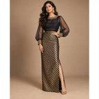 ZAARINI — Black Organza Shirt & Jamavar Brocade Skirt Set — thumbnail 1