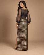 ZAARINI — Black Organza Shirt & Jamavar Brocade Skirt Set — thumbnail 4