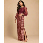 ZAARINI — Wine Organza Shirt & Jamavar Brocade Skirt Set — thumbnail 1