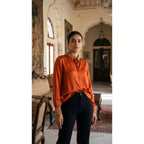 Orange Modal Silk Zardosi Work Shirt
