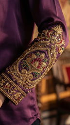 Purple Modal Silk Zardosi Work Shirt