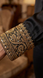 Black Modal Silk Zardosi Work Shirt