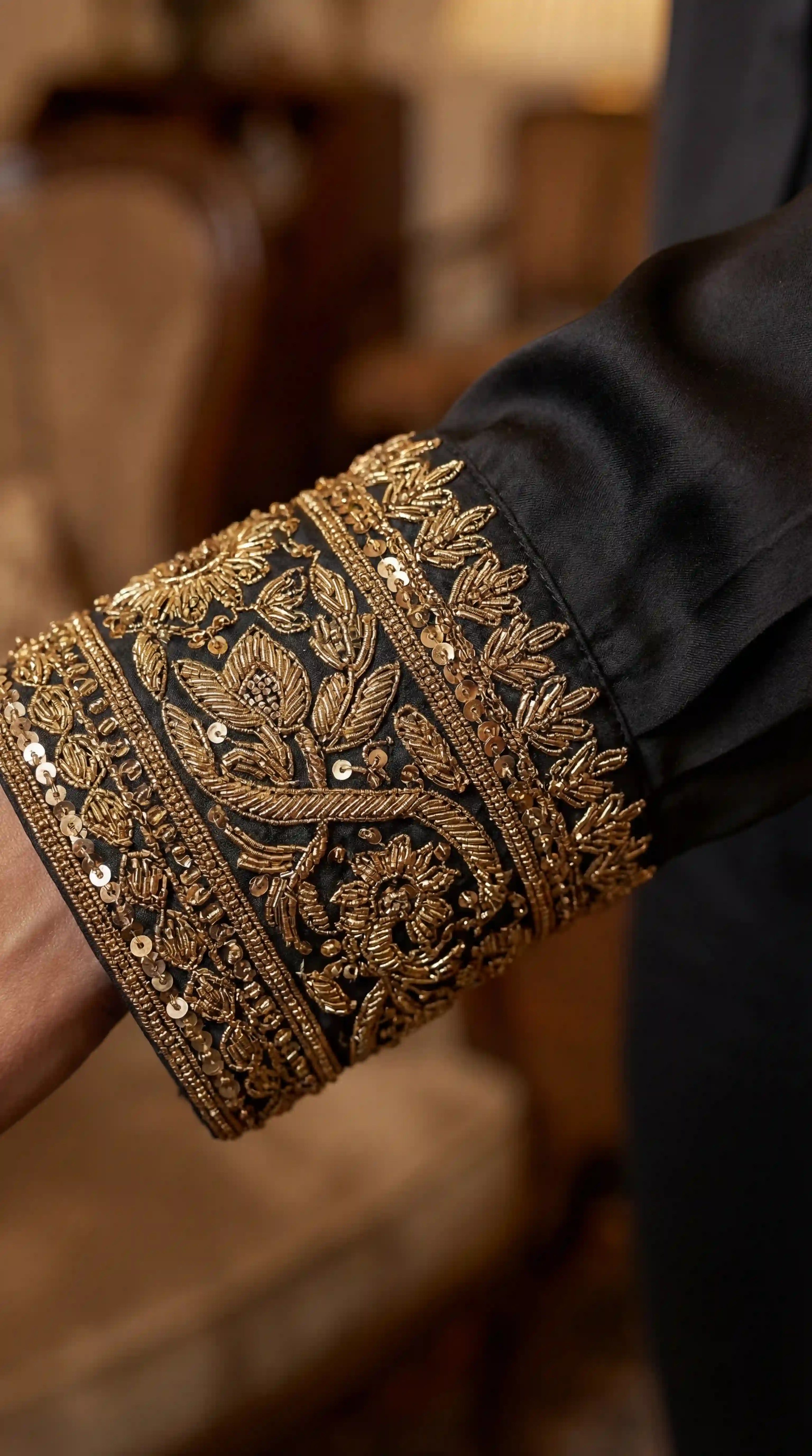 Black Modal Silk Zardosi Work Shirt