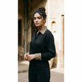 Black Modal Silk Zardosi Work Shirt