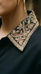 Black Modal Silk Zardosi Work Shirt