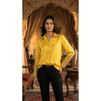 Yellow Modal Silk Zardosi Work Shirt